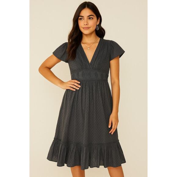 Altar'd State Dresses & Skirts - Altar’d State Black Boho Embroidered Midi Dress Size Small